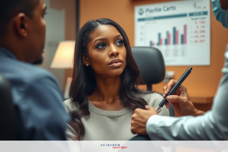 How Much Does a Rhinoplasty Cost in South Africa The image shows a woman sitting in a conference room, wearing professional business attire. She appears to be engaged in conversation with two men who are seated on either side of her.