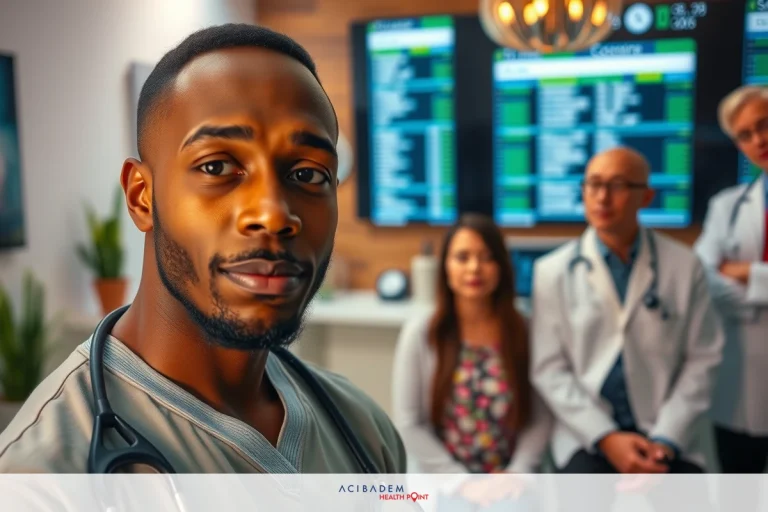 How Much Is LASIK Eye Surgery in Houston The image shows a professional healthcare setting with multiple medical professionals. The central figure appears to be a patient, seated while engaged in conversation with the doctors.