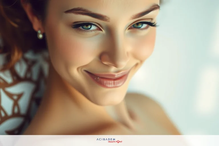 A close-up image of a woman's face with an inviting smile. Her eyes are partially closed, suggesting relaxation or contentment. The environment suggests a spa-like setting.