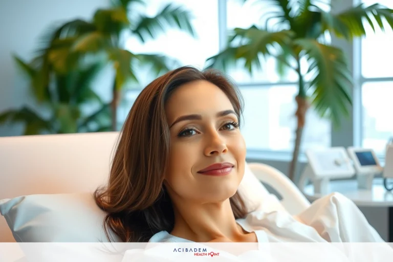 Tijuana BBL Surgery The image shows a woman relaxing in what appears to be a medical or wellness facility. She is reclining on a comfortable bed and has an attentive expression.