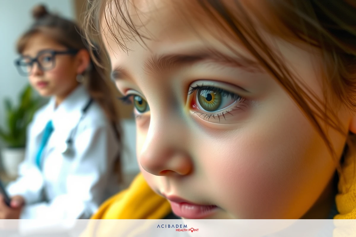 The image shows a young child with brown hair and looking directly at the camera.