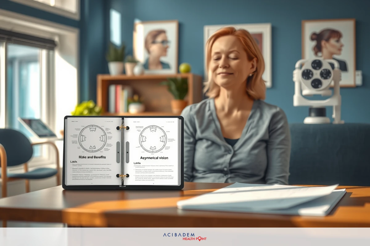 Image depicts a professional office setting with a woman seated at a desk. Various papers and folders are neatly organized on the desk, indicating a workspace environment. The color scheme is neutral with shades of blue, white, and brown contributing to the corporate ambiance.