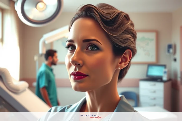 Is a BBL Plastic Surgery The image features a woman standing in an operating room, dressed as a medical professional. She has short hair and is looking away from the viewer with a focused expression. To her side stands a man in scrubs, appearing to be an operating surgeon or assistant, attentively observing his colleague.