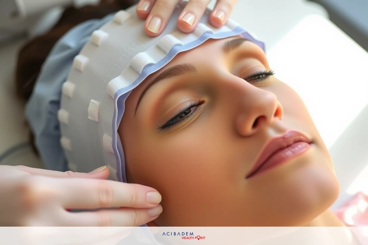 Image shows a person receiving an intravenous infusion with a needle. The environment is likely a healthcare setting, possibly a clinic or hospital.