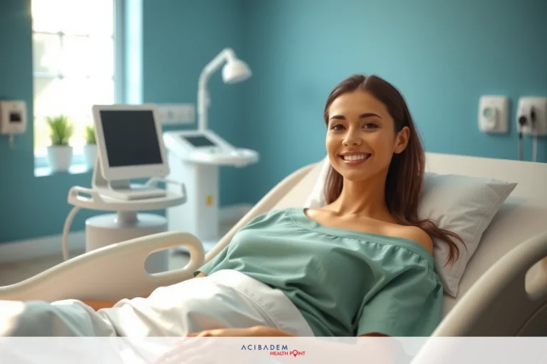 Affordable BBL Surgery in California The image shows a woman lying on an examination table in what appears to be a medical setting. She is smiling and seems at ease, suggesting she is in good spirits. There are medical devices around her, such as a monitor and possibly other diagnostic equipment.