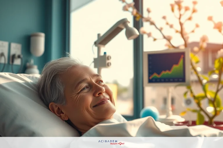When Can You Smoke After BBL Surgery? The image shows a woman lying in a hospital bed. She is smiling and looking towards the viewer. The room has natural light coming through a seen window, indicating it might be daytime. There are medical equipment visible at the top of her bed, suggesting she's in a monitored environment. The colors are warm with muted tones, and there's a potted plant to one side, adding a touch of greenery to the setting.