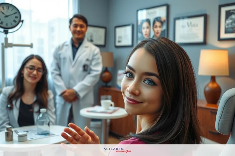 The image features two women in a medical setting, with the woman on the right smiling towards the camera. She appears to be sitting down and waving at the viewer.