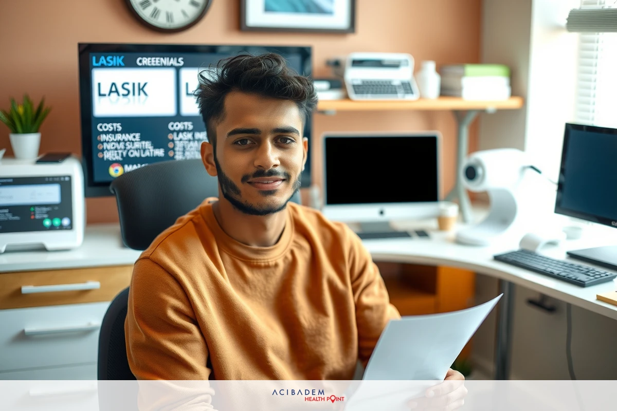 A young man is seated in a modern office environment. He wears an orange shirt and has short dark hair. On the desk, there are various computer equipment including laptops and monitors displaying different information.