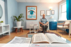A man sits in a modern living room, with a book open on the coffee table. The room has blue walls and white furniture.