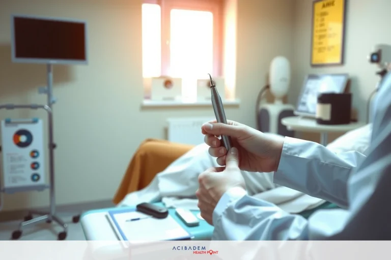 A doctor in a medical setting, holding surgical instruments.