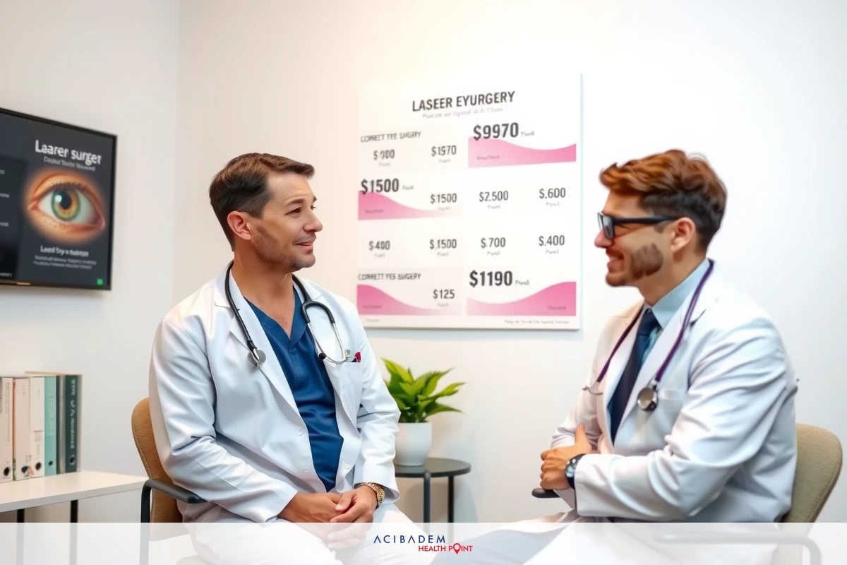 Two male doctors sitting opposite each other in a clinic, engaging in conversation. They are wearing white medical coat.