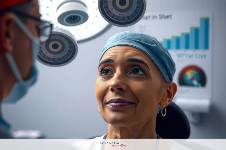 Has Anyone Died from Laser Eye Surgery? In an indoor medical setting, a woman in surgical attire looks surprised at something her doctor is saying. The doctor wears surgical scrubs, and explaining a procedure or asking her about symptoms.