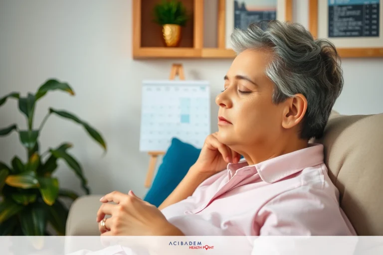 Can You Fly After LASIK Eye Surgery? The image depicts a person sitting on a couch with their eyes closed, likely in a state of relaxation or sleep. The individual appears to be elderly and is wearing a pink top. To the left of the frame, there is a plant that adds a touch of greenery to the scene.