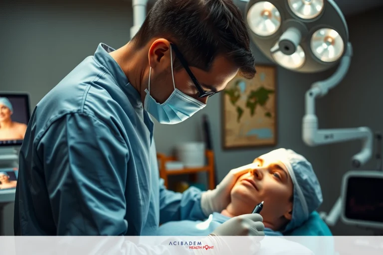How Much Is Lasik Eye Surgery Cost The image depicts a medical setting where two surgeons are performing surgery. One surgeon is holding a scalpel and focused on the patient's face, while the other stands to the side observing or possibly assisting.