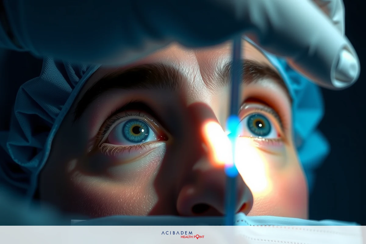 The image features a person lying down with medical equipment around them. The individual is looking upwards with an expression of surprise or concern.