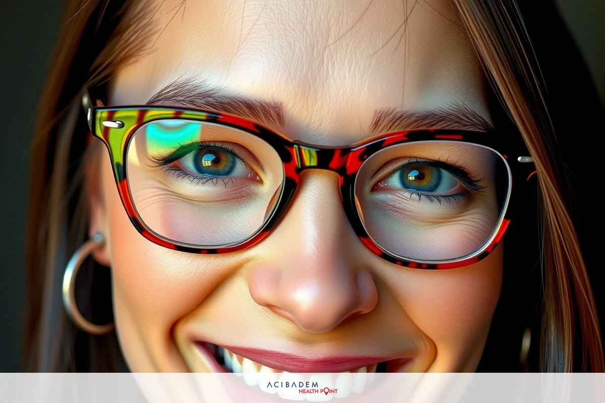 The image shows a smiling young woman with glasses. She has brown hair and is looking directly at the camera, creating a pleasant and approachable demeanor.