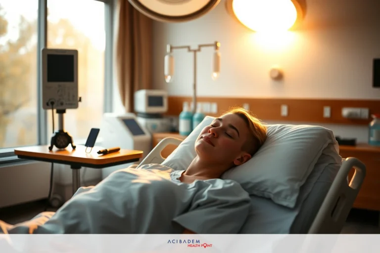 How Long Does It Take to Recover from BBL Surgery? The image shows a woman in a hospital bed. She appears to be sleeping and is connected to medical equipment, possibly for monitoring her health status.