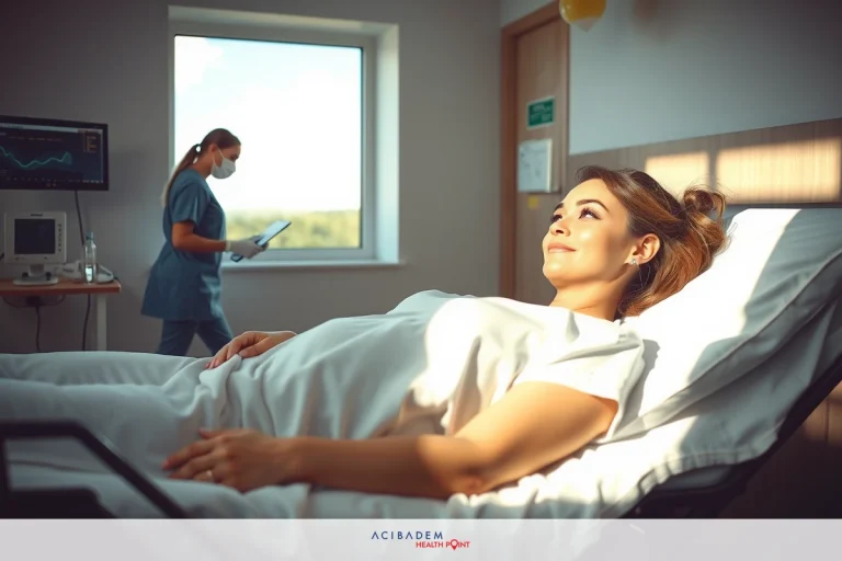 BBL Surgery How Long Does It Last? The image features a woman lying on a hospital bed, smiling and looking at the camera. Another woman, presumably a healthcare professional due to her uniform, stands beside the bed, also facing the camera.