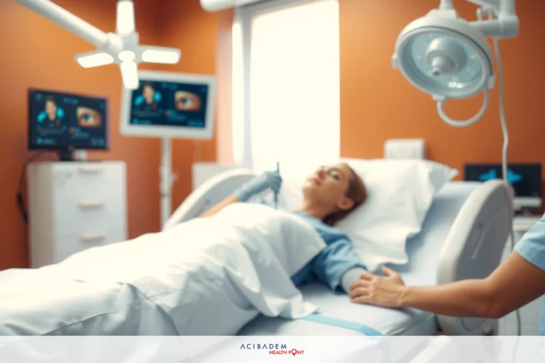 What Happens During BBL Surgery The image depicts a medical scene with a patient lying on a hospital bed. The patient is wearing a surgical gown and appears to be undergoing a medical procedure, as suggested by the surrounding equipment such as anesthesia machines and monitors that are common in an operating or recovery room setting.