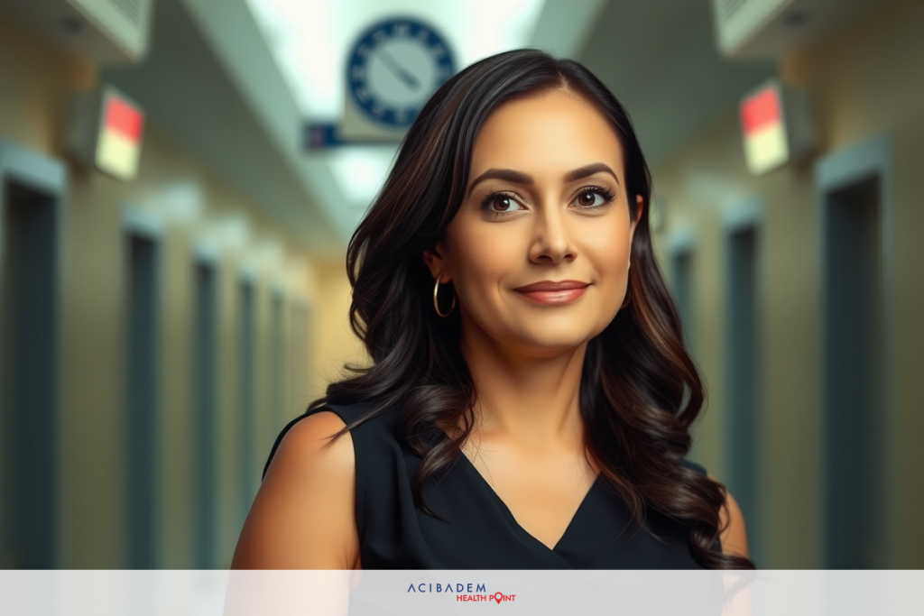 Can You Get a BBL After Weight Loss Surgery The image depicts a woman standing in what appears to be a hallway or corridor with several doors on either side. The woman is dressed professionally, wearing a black top and has her hair styled down. She is looking directly at the camera, suggesting she might be engaged in an interview or a formal setting.