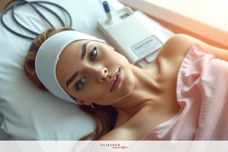 What to Expect After BBL Surgery Pain The image shows a woman lying down with her head resting on pillows. She appears to be in a medical or healthcare setting, as indicated by the hospital bed and what seems to be monitoring equipment nearby.