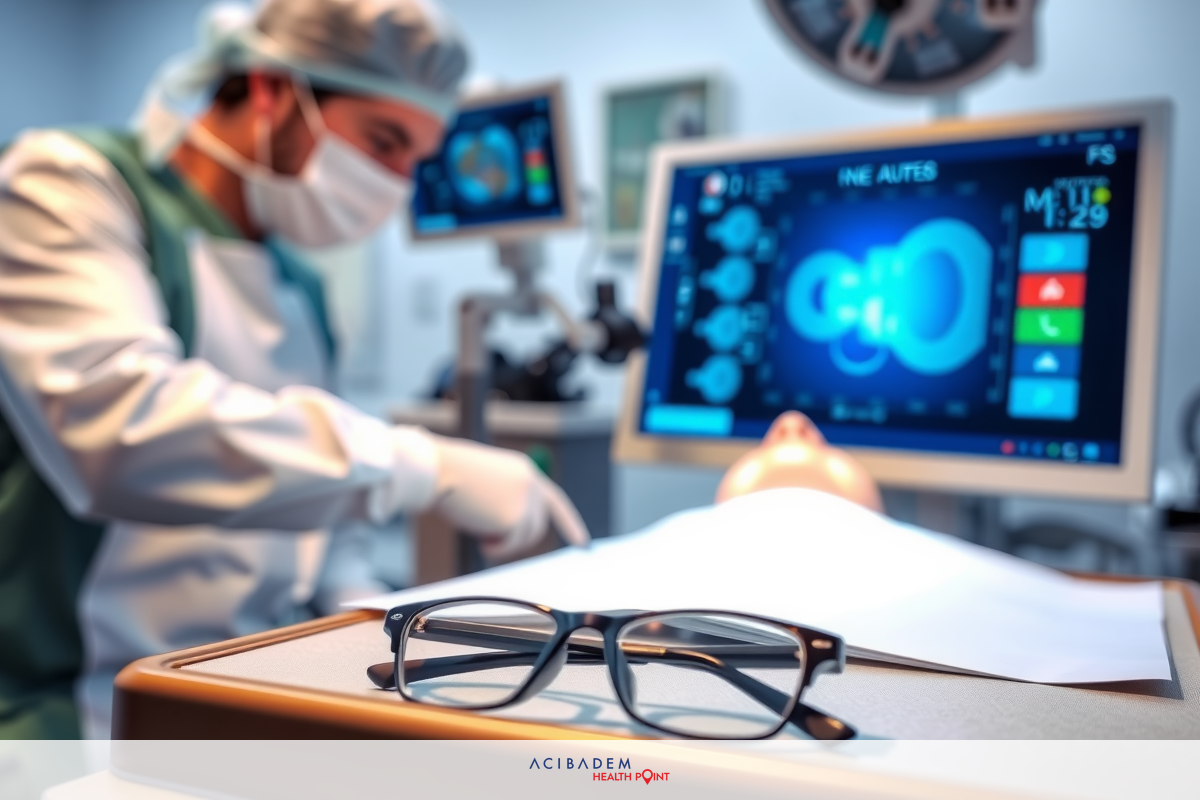 Medical staff at work in a sterile environment. A doctor is operating on a patient, using medical equipment and monitors to ensure safety and accuracy during the procedure.