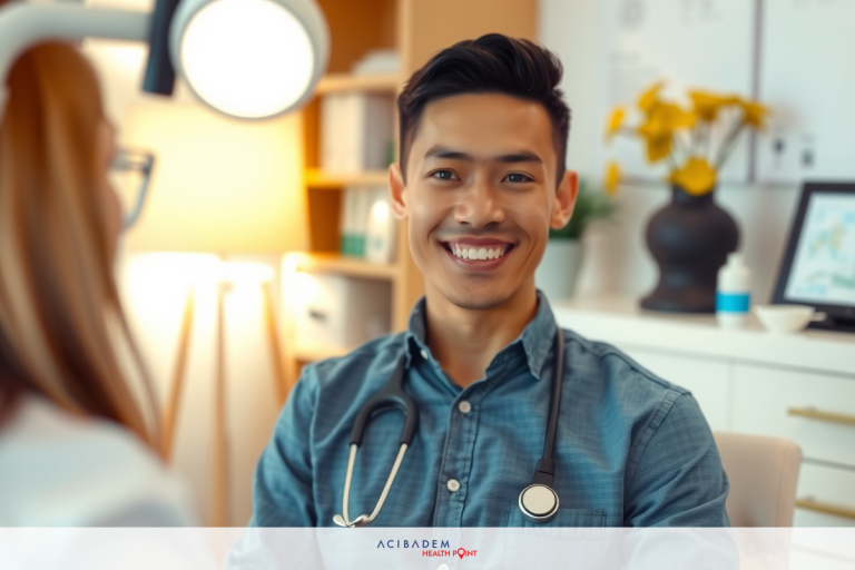 How Often Should You Get Your Eyes Checked After LASIK? A smiling male doctor in a medical office, possibly during an examination or interview. The environment is well-lit and tidy, suggesting a professional healthcare setting.