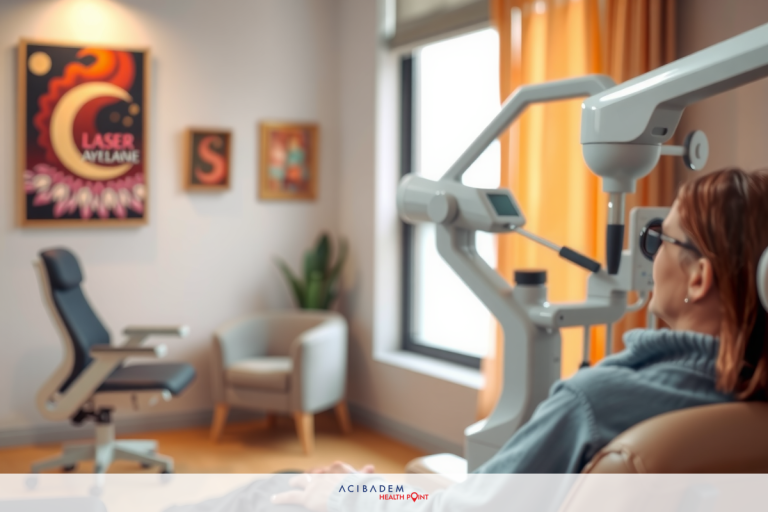 An image of a medical office interior with equipment. A patient is seated in the chair while receiving treatment.