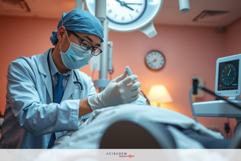 How LASIK Fixes Eye The image depicts a medical professional, possibly a doctor or nurse, wearing protective gear such as gloves and an apron. They are standing over what appears to be a patient on a hospital bed, with various medical equipment around them including monitors and an oxygen tank. The environment suggests a clinical setting, likely a hospital or medical facility.