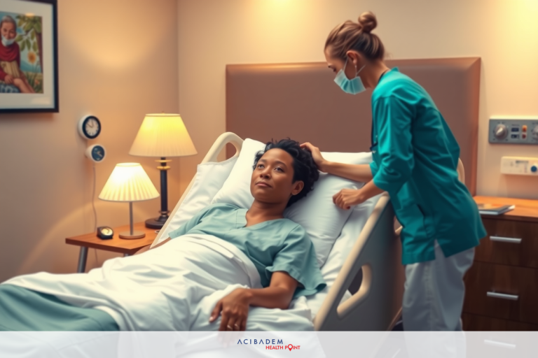 What to Bring for BBL Surgery One medical professional attending to a patient in a hospital setting. The woman doctor is checking on her patient, both wearing medical scrubs and face masks for hygiene.