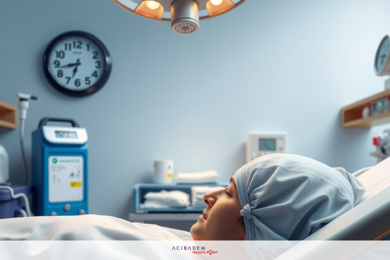 How Soon After Laser Eye Surgery Can You Fly The image shows a person lying on an examination table with various medical equipment around. The individual has a surgical cap covering their head.