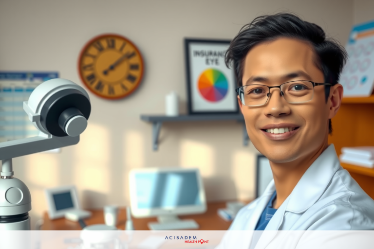 How Much It Cost Eye Laser Surgery The image shows a man sitting at a desk in an office setting. He is wearing glasses and smiling towards the camera. There are various items on the desk including a computer monitor.