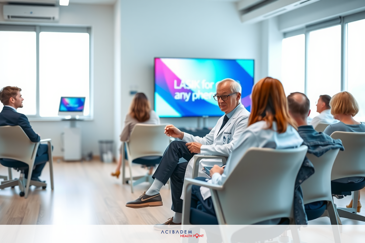 People seated in a room, watching a presentation on large screen. Modern office environment with comfortable chairs and white walls. Professional atmosphere for a meeting or workshop.