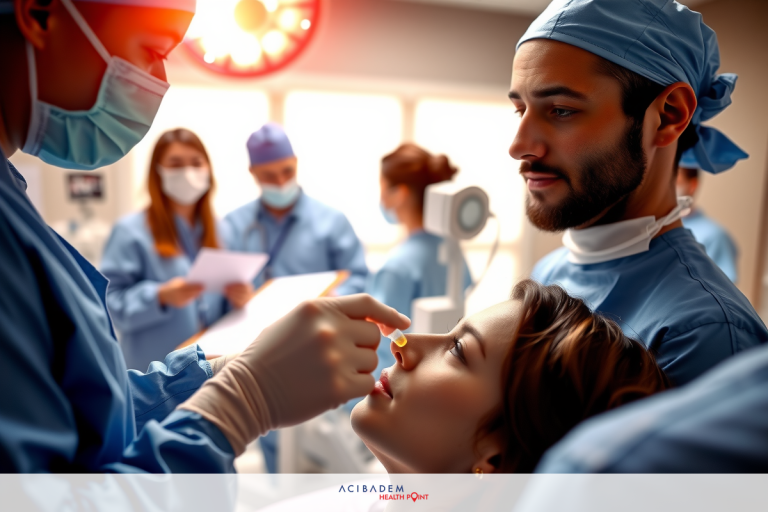 Is Eye LASIK Safe? This image portrays an operating room setting where a medical professional is administering an intravenous medication to a patient lying on the surgical table. The environment suggests a sterile and clinical atmosphere. The focus is on the interaction between the medical professionals and the patient, highlighting a moment of healthcare delivery.