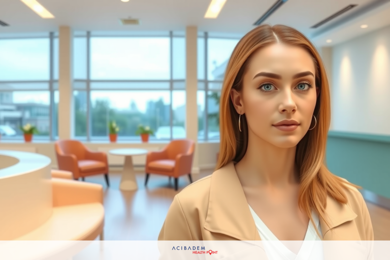 How Much Should I Save Up for Korean Rhinoplasty? Woman in professional setting with modern office design, wearing business attire. Overhead view of room with large windows and minimalist decor.