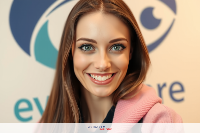 A young woman smiling at the camera. She has long hair, wears makeup and a pink top.