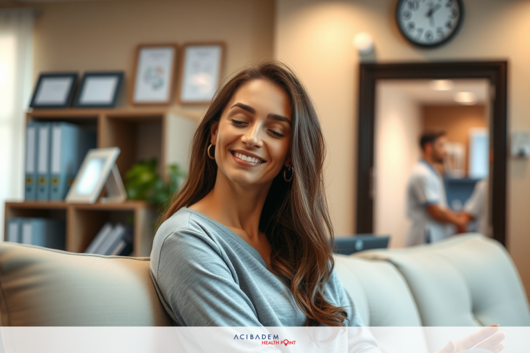 In the image, a young woman is seated on an office chair in front of a desk. She has long hair and is wearing casual attire. She appears to be engaged in conversation, as she is smiling towards something out of frame.