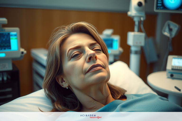 Can Laser Eye Surgery Cure Cataracts? Woman lying in hospital bed with various medical equipment around her, including monitors.