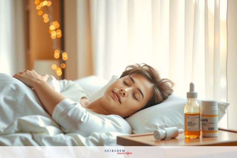 How Often to Use Eye Drops After LASIK The image depicts a person lying in bed with eyes closed, appearing to be asleep. The room has warm lighting that suggests it could be morning or evening. The individual's pose and facial expression convey relaxation and comfort.