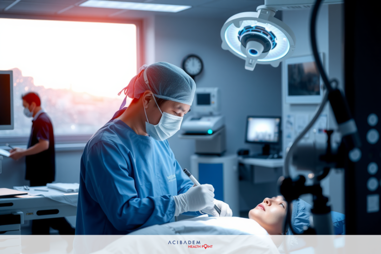 Image of a medical operation in progress with two surgeons attending to a patient on an operating table.