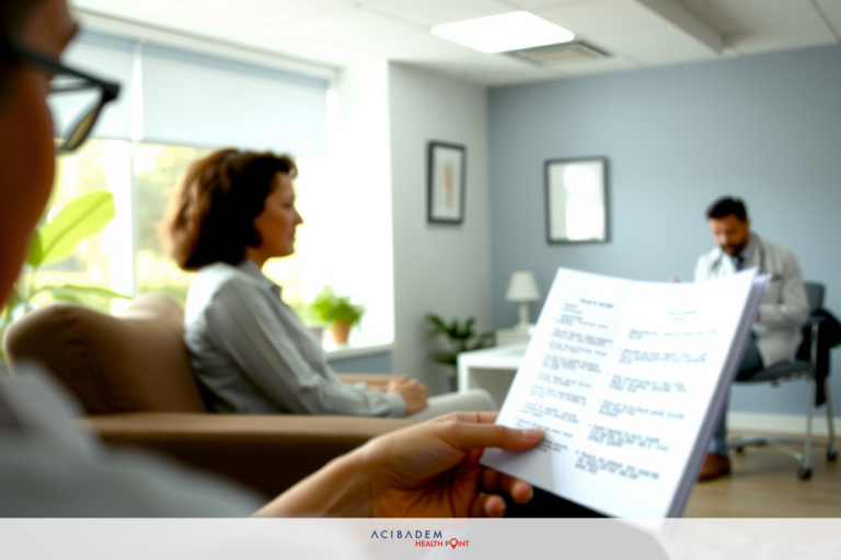 Do You Need a Referral for Laser Eye Surgery The image shows an indoor setting with three individuals. A person is sitting at a table and holding a notebook, while another person stands facing them in the background. Both appear to be engaged in conversation or some form of discussion. The environment suggests a modern office or meeting room with natural lighting filtering through large windows.