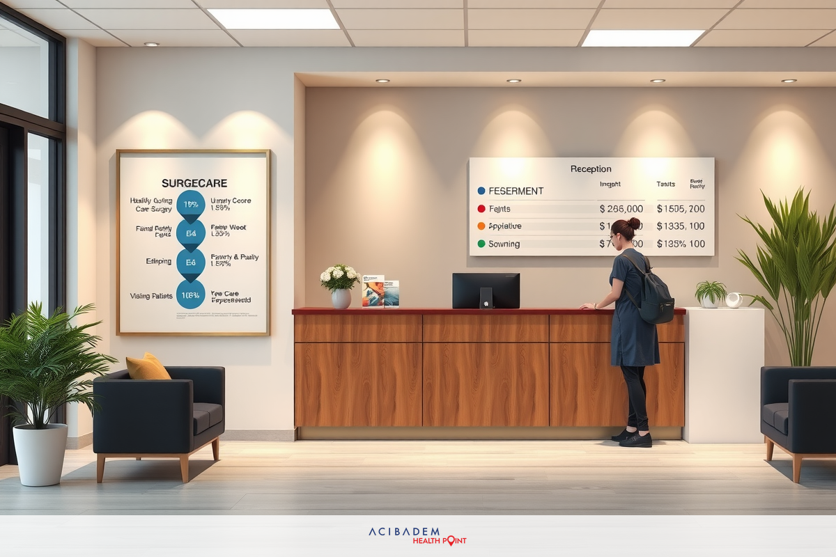 The image depicts a modern office lobby. There is a reception desk with a person at the counter, engaged in work. The background features signage and various decorative elements like plants and artwork. The space has a contemporary design with clean lines and neutral colors.