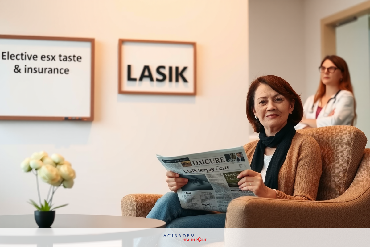 A woman seated in a modern office environment, reading a newspaper. The room is decorated with plants and a wall clock, suggesting a comfortable and professional atmosphere.