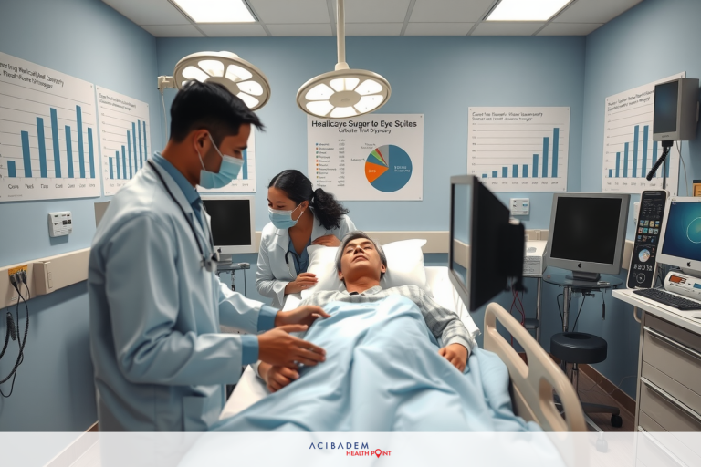 How Much is Laser Eye Surgery on Long Island? Medical professionals in a hospital setting, performing medical procedures. A patient is being attended to on a bed, with doctors wearing face masks for hygiene purposes.