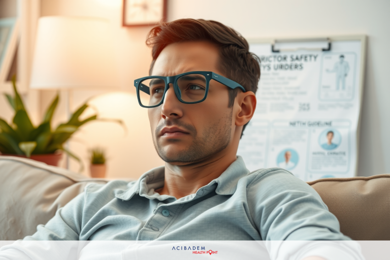 Image features a young adult male wearing glasses, seated on a couch. He is looking off to the side with a slight frown on his face. The man has short hair and is dressed casually in a light-colored shirt. His expression suggests he may be deep in thought or concerned about something.
