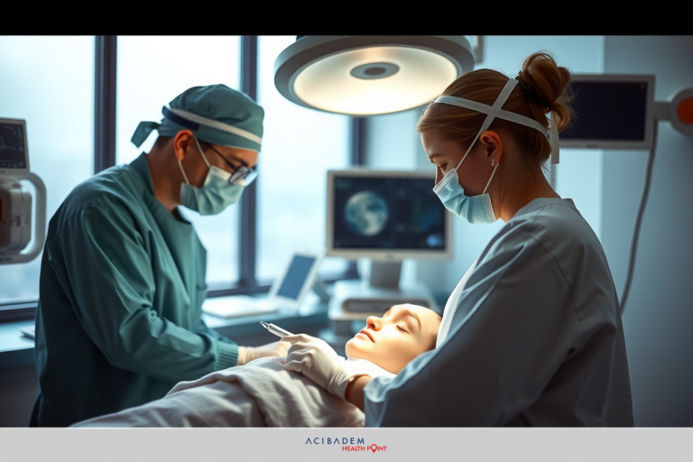 Is LASIK Eye Surgery Scary? Medical professionals in a sterile surgery environment, performing cosmetic surgery on a patient. Surgeons wearing full surgical attire and face masks for protection.