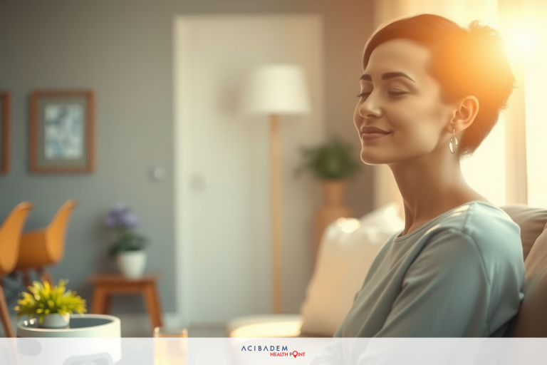 What is the Maximum Eye Power for LASIK? The image shows a woman seated in what appears to be a living room, looking towards the viewer with a gentle smile. She is wearing a light blue top and her hair is cut short.