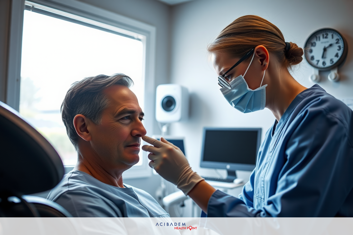 This is a medical scene with two individuals. One person appears to be receiving medical care.