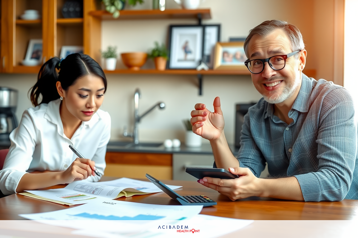Two professionals, a man and a woman, sit at a modern office desk with digital tablet in hand. They are engaged in discussion over a business document.