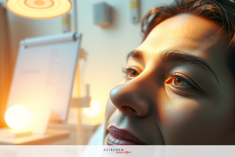 How Expensive Is Laser Eye Surgery in Canada The image shows a person in what appears to be a medical setting, possibly an examination room. The individual is looking away from the camera and seems to be focused on something out of frame.